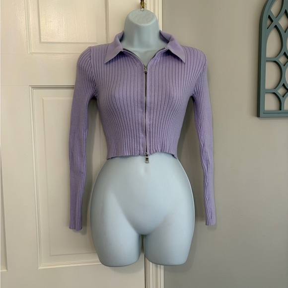 Forever 21 Jackets & Blazers - Forever 21 Lavender Ribbed Zip-Up Shirt